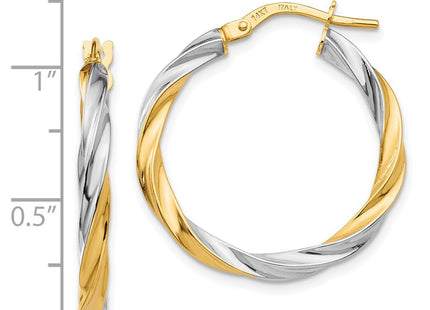 14K & Rhodium Twisted Hoop Earrings (Style TH717)