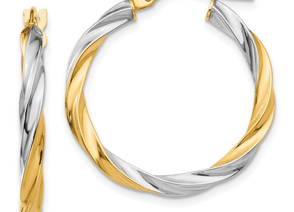 14K & Rhodium Twisted Hoop Earrings (Style TH717)