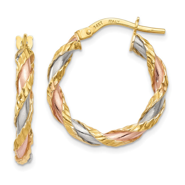 14k Yellow & Rhodium Earrings Style TH746 - Classique Jewelry Inc.