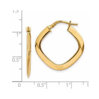 14K Tapered Square Hoop Earrings, 23 x 1.5mm