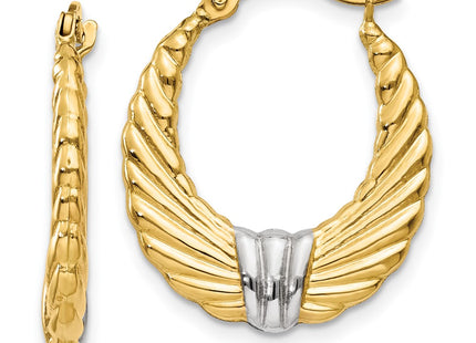 14k Yellow & Rhodium Earrings Style TH791 - Classique Jewelry Inc.