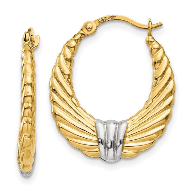 14k Yellow & Rhodium Earrings Style TH791 - Classique Jewelry Inc.