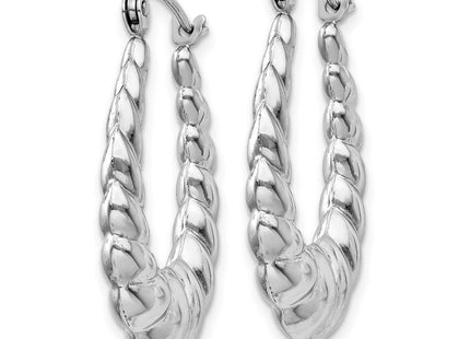 14K white gold oval hoop earrings, alternate view
