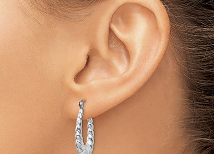 14K white gold oval hoop earrings, another view