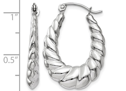 14K white gold oval hoop earrings, further view