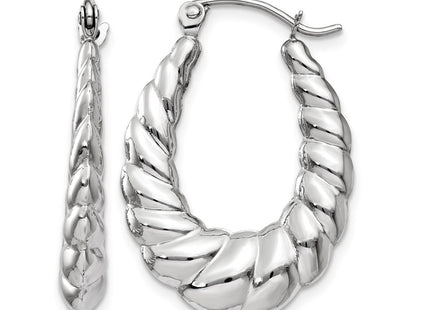 14K white gold oval hoop earrings