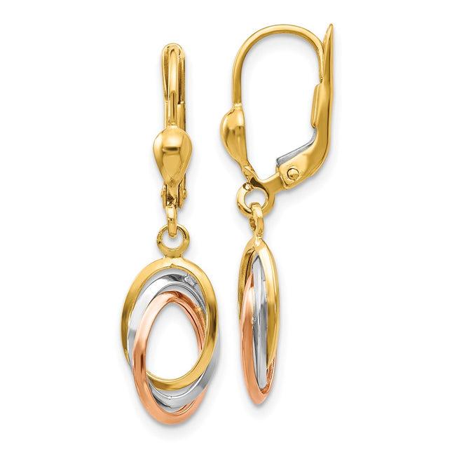 14k Tri-Color Earrings Style TH860 - Classique Jewelry Inc.
