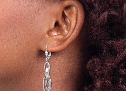 14K White Gold Polished Dangle Leverback Earrings (Style TH876)