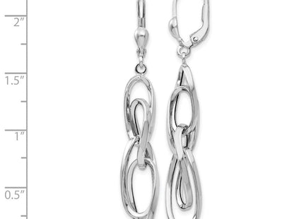14K White Gold Polished Dangle Leverback Earrings (Style TH876)