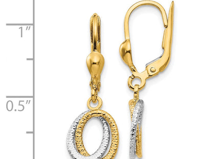 14K Two-Tone Textured and Polished Dangle Leverback Earrings (Style TH877)