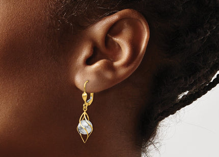 14K gold drop earrings, another view