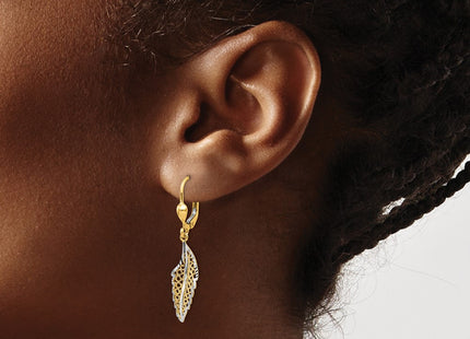 14k Yellow & Rhodium Earrings Style TH915 - Classique Jewelry Inc.