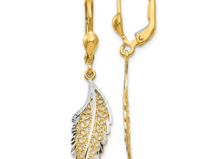 14k Yellow & Rhodium Earrings Style TH915 - Classique Jewelry Inc.