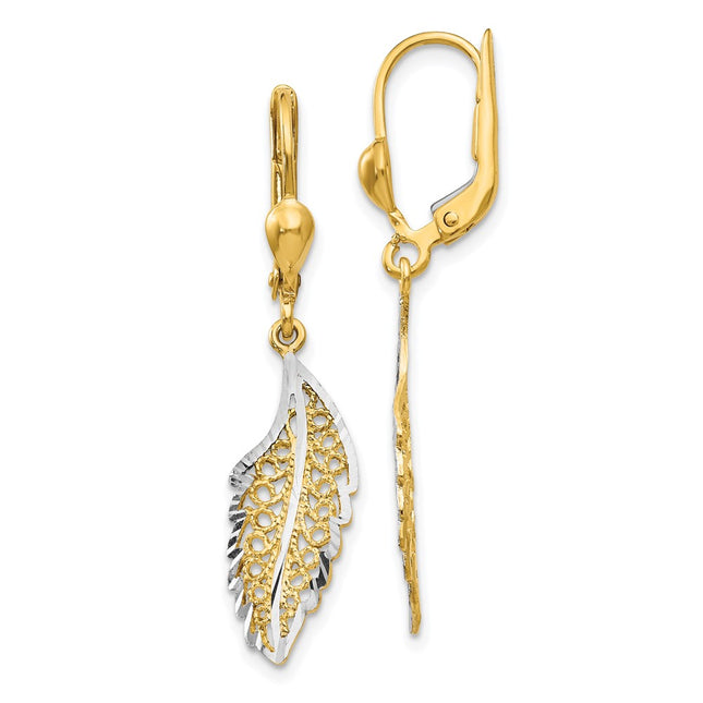 14k Yellow & Rhodium Earrings Style TH915 - Classique Jewelry Inc.