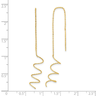 14K Polished Diamond-cut Spiral Threader Earrings