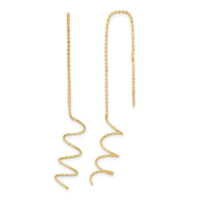 14K Polished Diamond-cut Spiral Threader Earrings