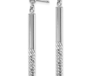 14k White Gold Polished and Diamond-cut Bar Dangle Post Earrings (Style TH954W)
