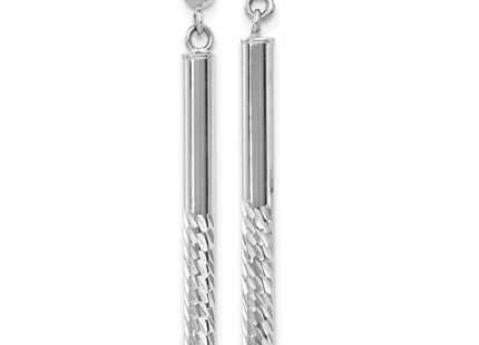 14k White Gold Polished and Diamond-cut Bar Dangle Post Earrings (Style TH954W)