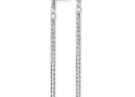 14K white gold bar drop earrings, alternate view