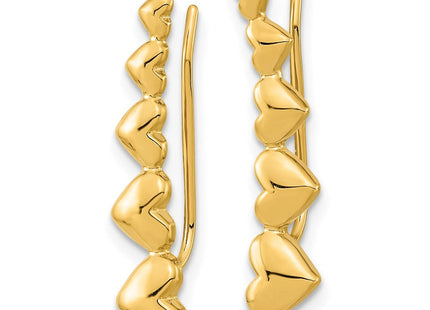 14K gold heart earrings, alternate view