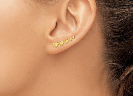 14K gold heart earrings, further view