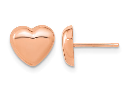 14K rose gold heart earrings