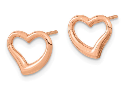 14k Rose Gold Polished Heart Post Earrings (Style TH969)