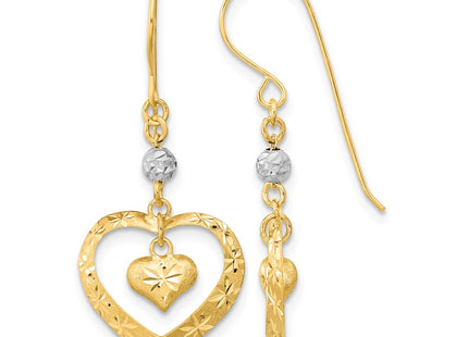 14K gold heart drop earrings