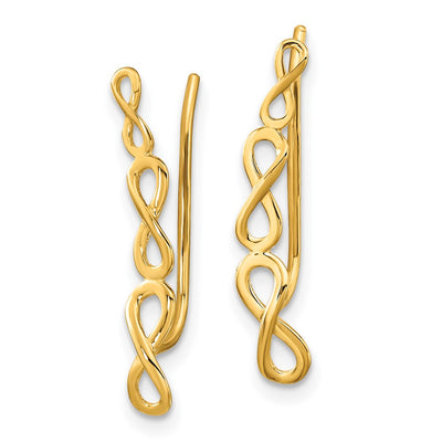 14K Gold Polished Infinity Ear Climber Earrings