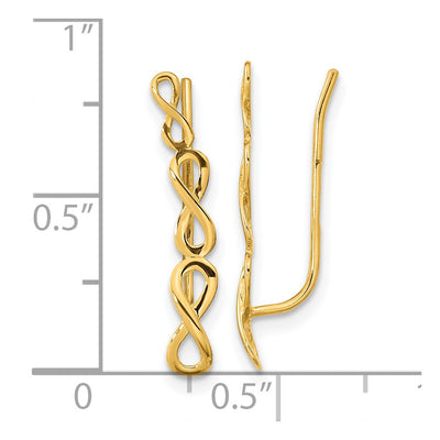 14K Gold Polished Infinity Ear Climber Earrings