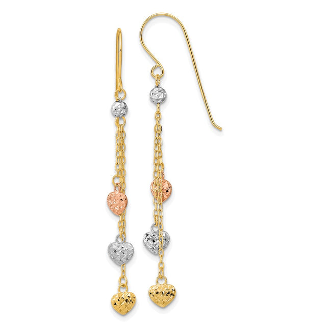 14k Tri-Color Earrings Style TH979 - Classique Jewelry Inc.