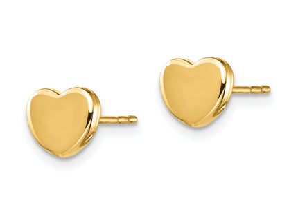 14K Polished Heart Post Earrings, 7 x 7.35mm
