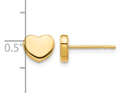 14K Polished Heart Post Earrings, 7 x 7.35mm
