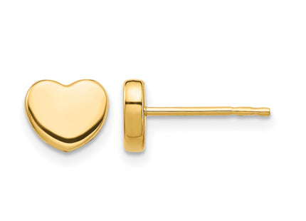 14K Polished Heart Post Earrings, 7 x 7.35mm
