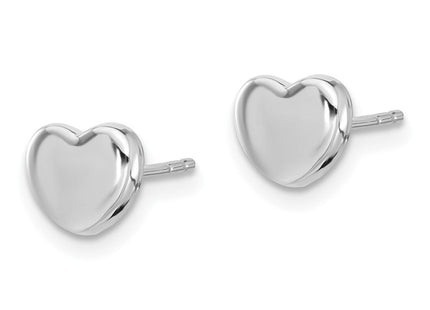 14K White Gold Polished Heart Post Earrings (Style TH997)