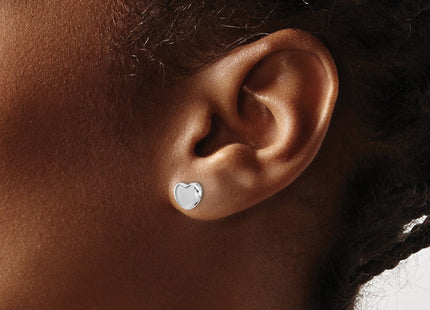14K White Gold Polished Heart Post Earrings (Style TH997)