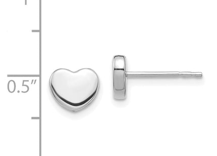 14K White Gold Polished Heart Post Earrings (Style TH997)