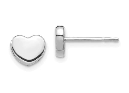 14K White Gold Polished Heart Post Earrings (Style TH997)