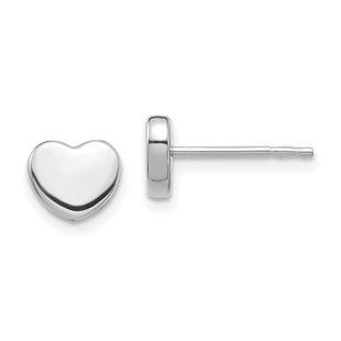 14K White Gold Polished Heart Post Earrings (Style TH997)
