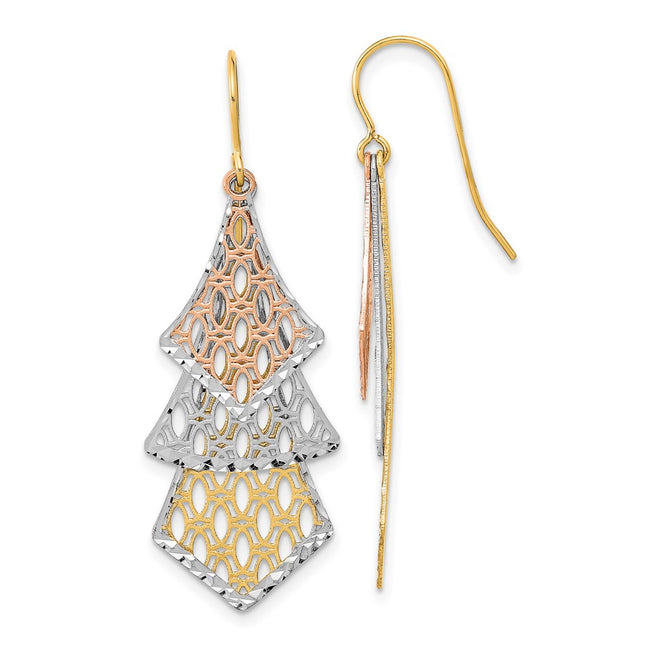 14k Tri-Color Earrings Style TL1026 - Classique Jewelry Inc.