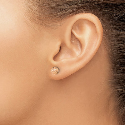 14K Rose Gold Diamond-Cut Ball Post Earrings