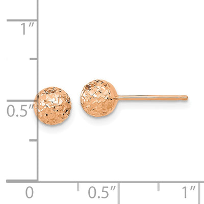 14K Rose Gold Diamond-Cut Ball Post Earrings