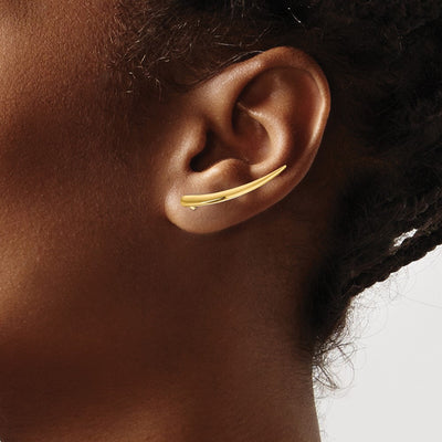 14K Gold Polished Pointed Ear Climber Earrings
