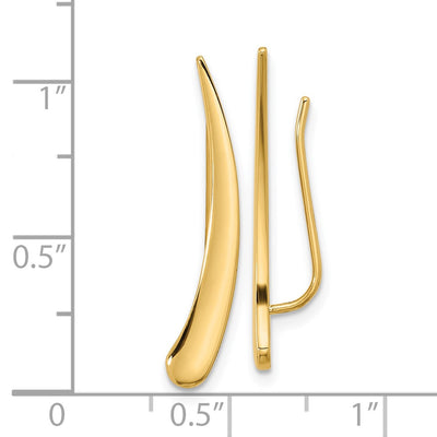 14K Gold Polished Pointed Ear Climber Earrings