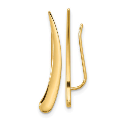 14K Gold Polished Pointed Ear Climber Earrings
