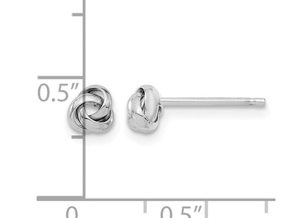 14K white gold knot earrings, further view