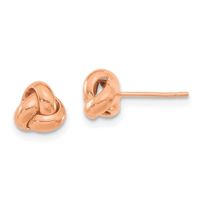 14k Rose Gold Polished Love Knot Post Earrings, 7 x 7.5mm