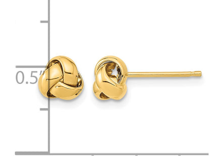 14K gold knot earrings, another view