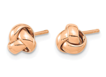 14K rose gold knot earrings, alternate view