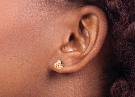 14K rose gold knot earrings, another view